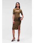 KARL LAGERFELD TOP S/SLV LOGO KNIT KHAKI
