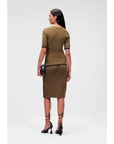 KARL LAGERFELD TOP S/SLV LOGO KNIT KHAKI