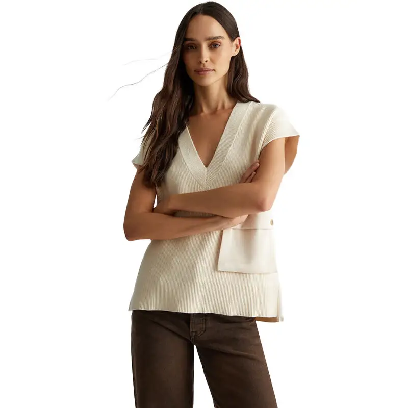 LIU JO JERSEY CON CUELLO EN PICO DE PUNTO NATURALE