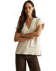 LIU JO JERSEY CON CUELLO EN PICO DE PUNTO NATURALE