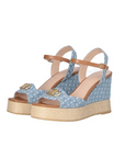 LIU JO SANDALIA ZEPPA EN DENIM MONOGRAM AZUL