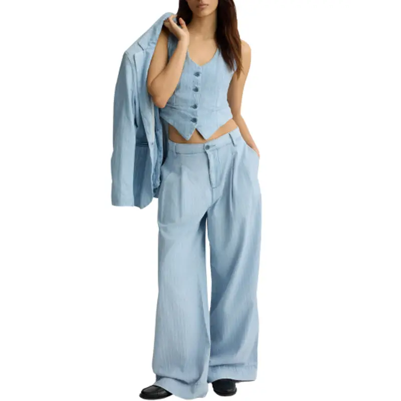 LIU JO WAISTCOAT DEN.BLUE LT.STRIPE W