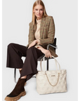 LOVE MOSCHINO SHOPPER ACOLCHADO MARFIL - TALLA ÚNICA