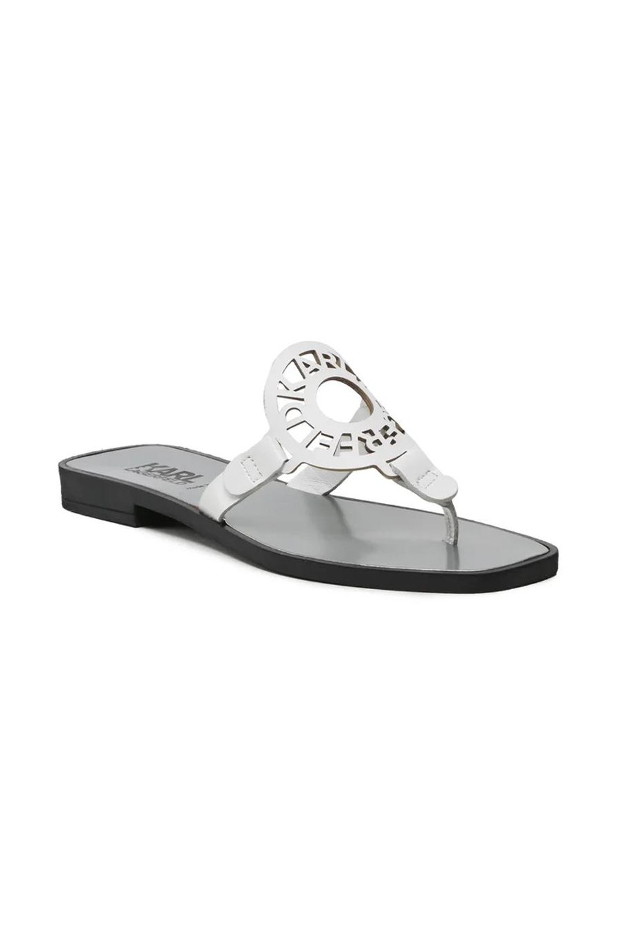 KARL LAGERFELD SKOOT RING LOGO TOE POST WHITE 