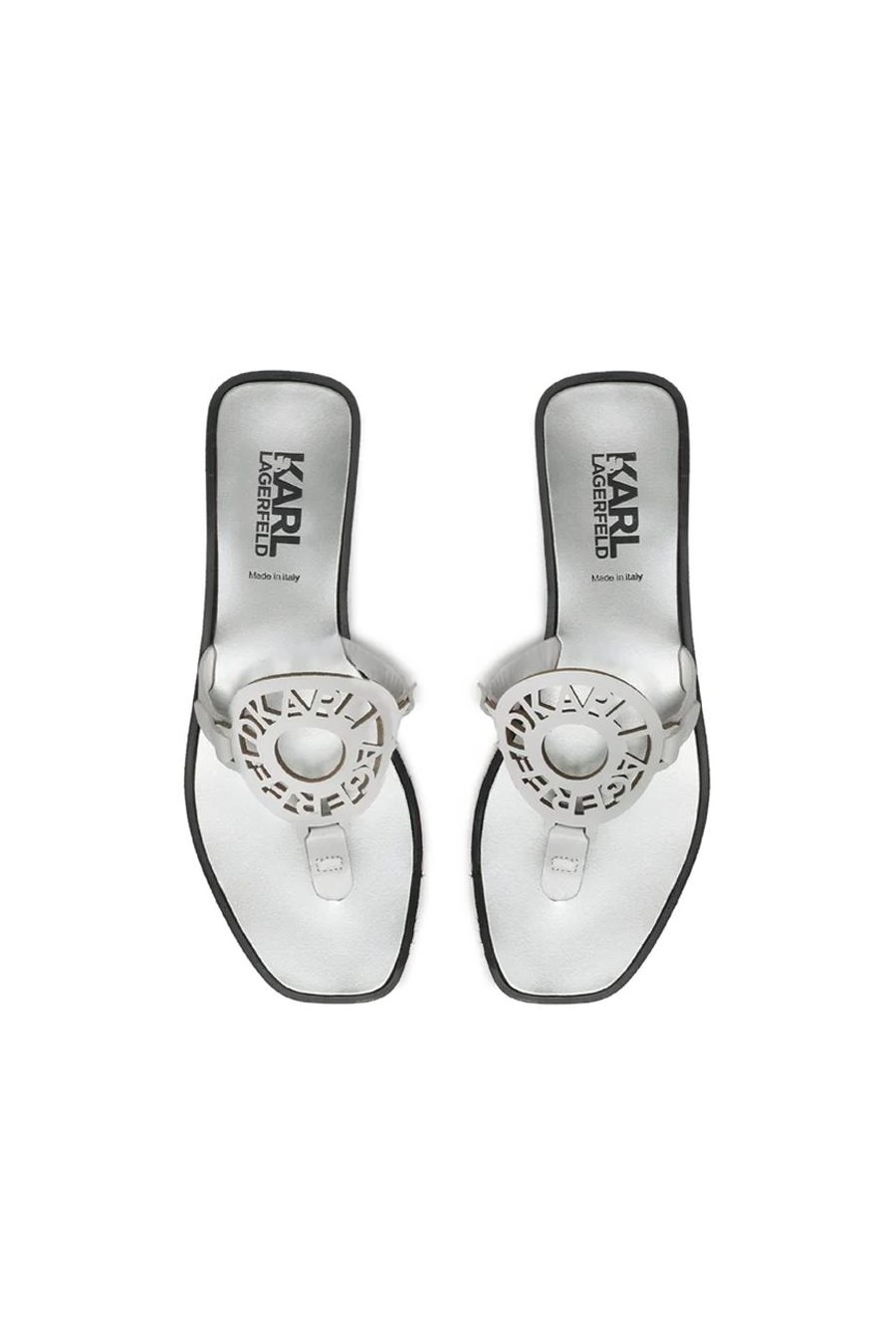 KARL LAGERFELD SKOOT RING LOGO TOE POST WHITE 