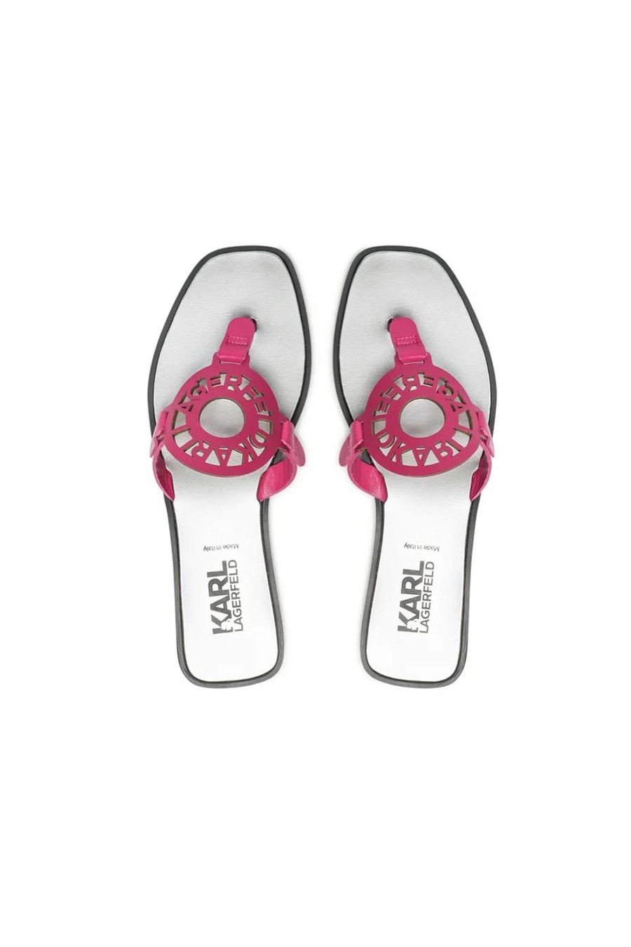 KARL LAGERFELD SKOOT RING LOGO TOE POST FUSCHIA 