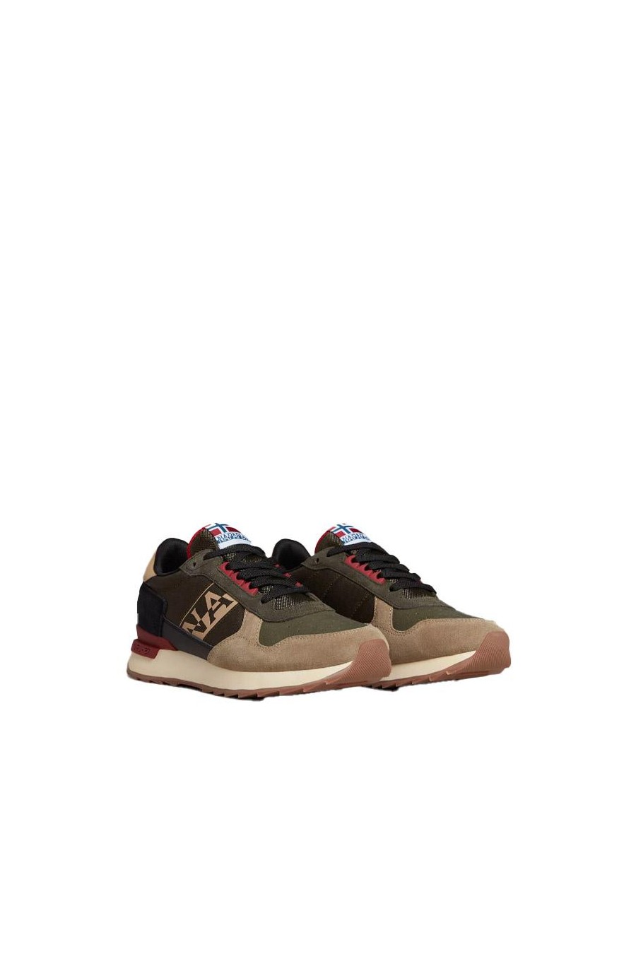 NAPAPIJRI STAB MAN NYLON/SUEDE SNEAKER TAUPE/GREEN