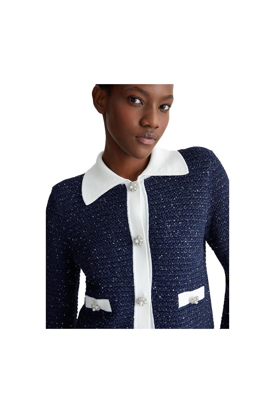 LIU JO CHAQUETA DE TEXTURA AZUL Y BLANCO