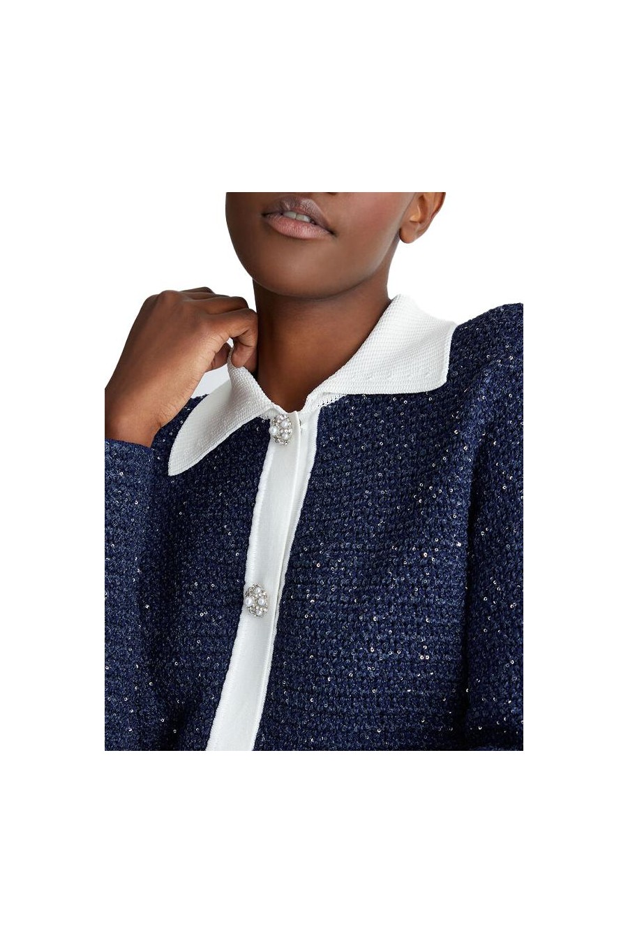 LIU JO CHAQUETA DE TEXTURA AZUL Y BLANCO