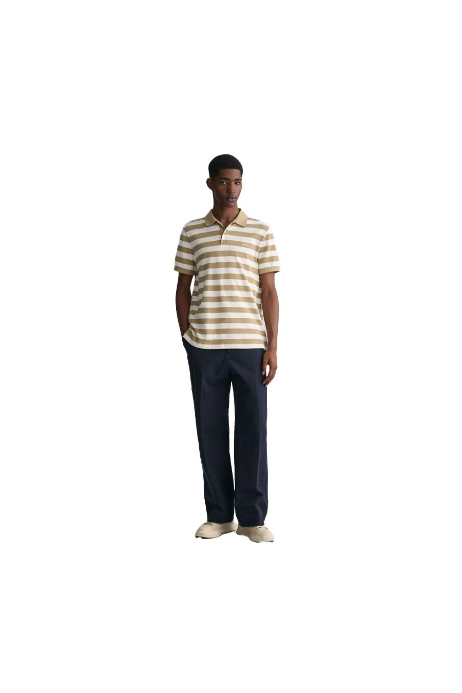 GANT REGULAR PIQUE POLO DE RAYAS BLANCO/BEIGE