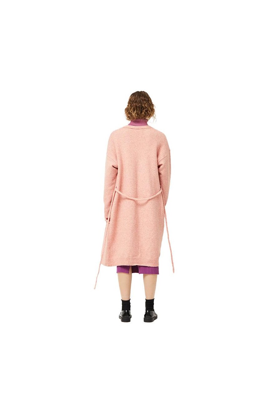 COMPAÑÍA FANTÁSTICA CHAQUETA MIDI DE PUNTO ROSA