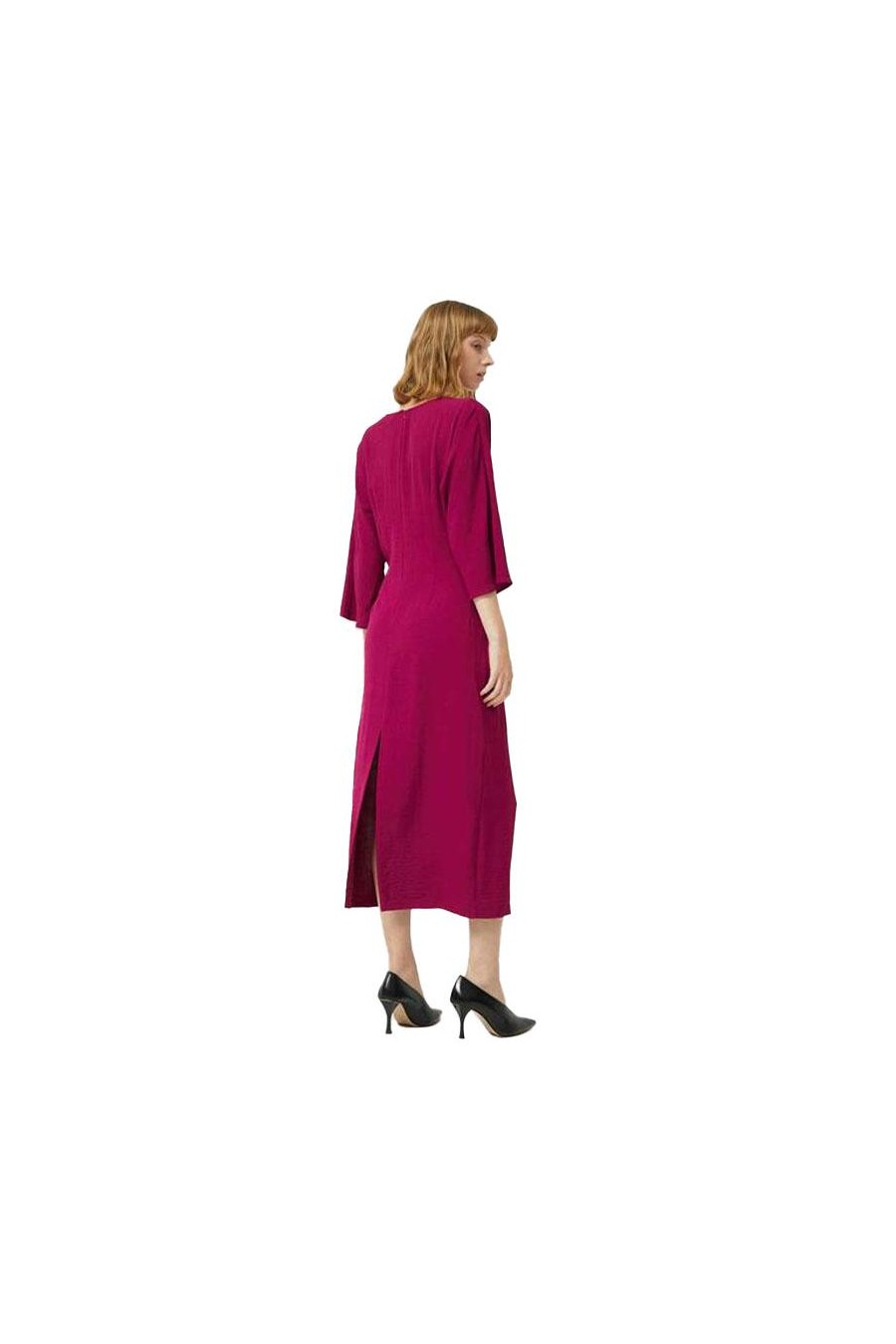 COMPAÑÍA FANTÁSTICA VESTIDO LARGO DRAPEADO FUCSIA 