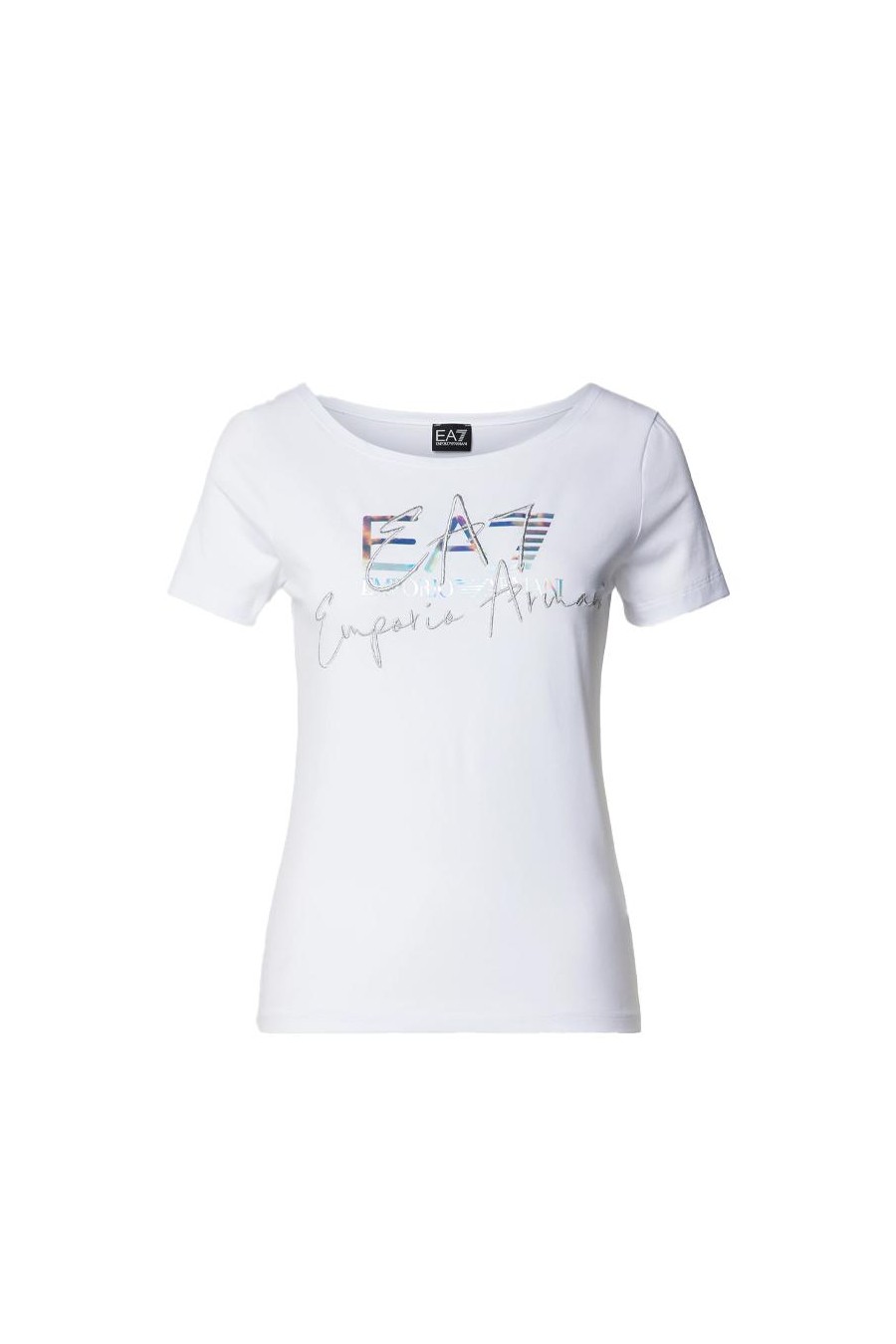 EA7 EMPORIO ARMANI T-SHIRT MET LABELPRINT BLANCO