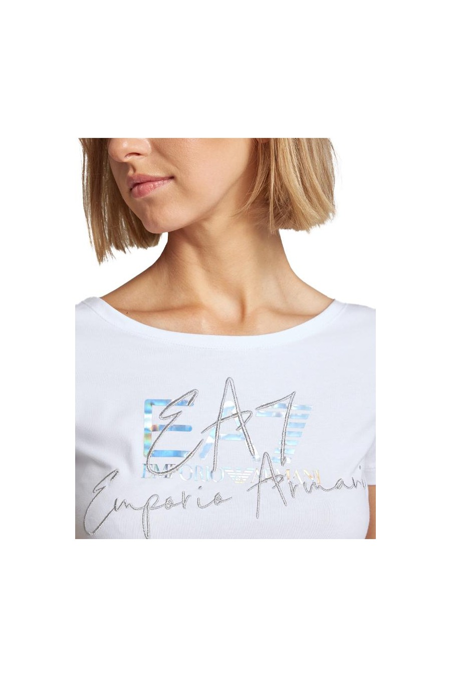 EA7 EMPORIO ARMANI T-SHIRT MET LABELPRINT BLANCO