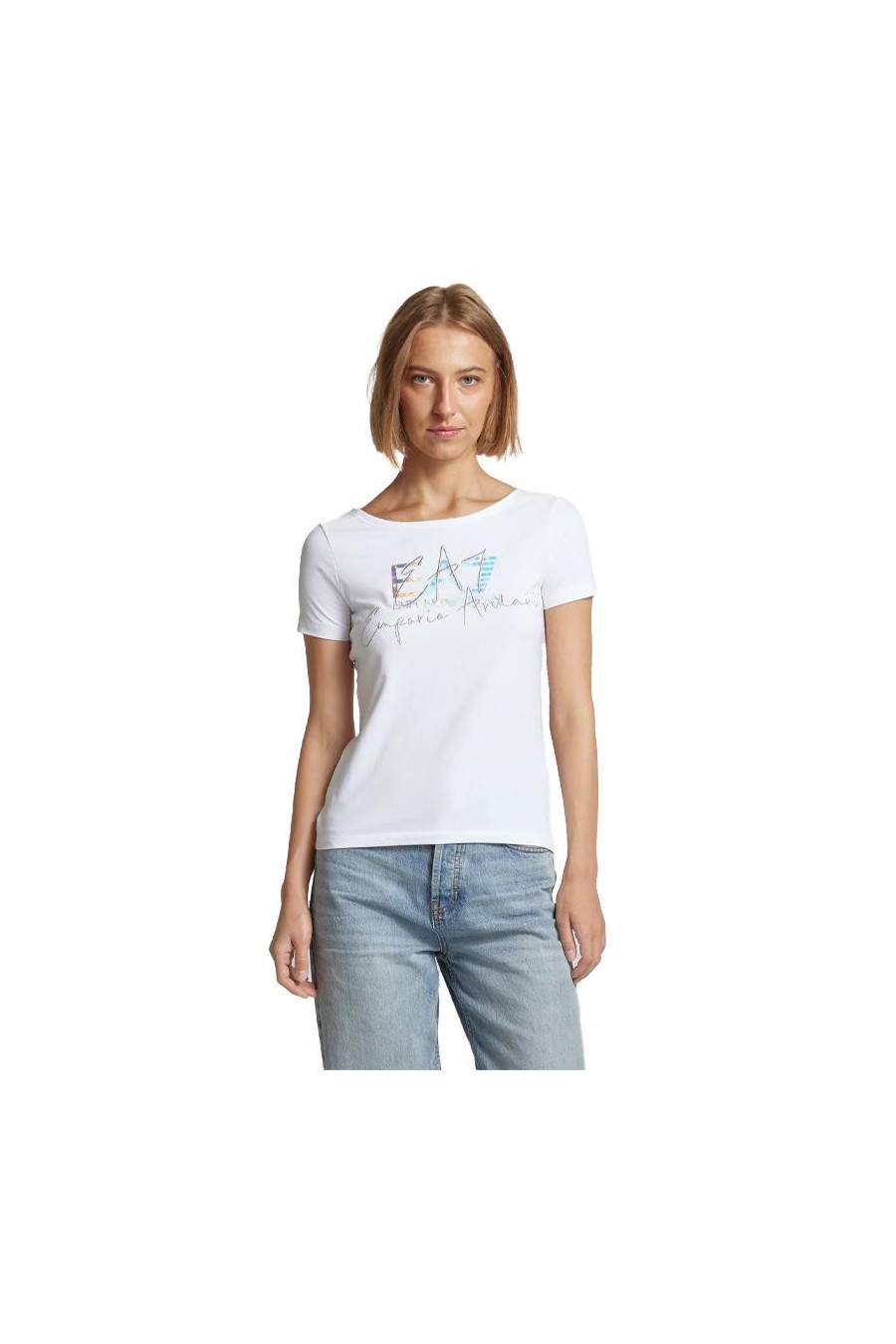 EA7 EMPORIO ARMANI T-SHIRT MET LABELPRINT BLANCO