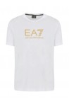 EMPORIO ARMANI EA7 GOLD GRAPHIC LOGO T-SHIRT NEGRO