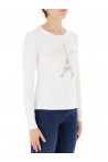 LIU JO T-SHIRT CON STRASS PARIS BLANCO