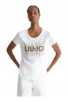 LIU JO CAMISETA LOGO CON STRASS BLANCO