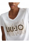 LIU JO CAMISETA LOGO CON STRASS BLANCO