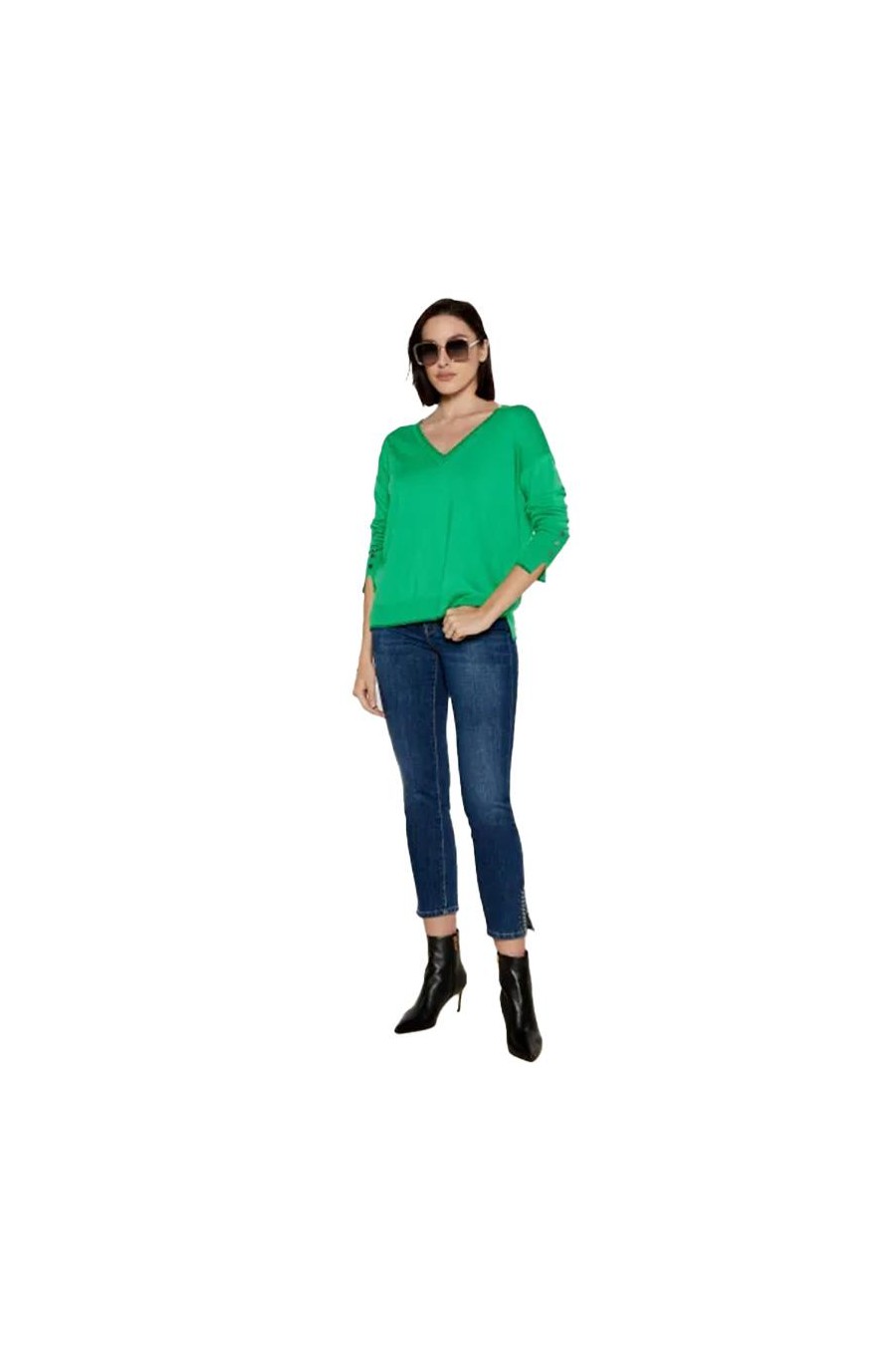 LIU JO SWEATER CON CUELLO EN V JELLY GREEN 