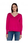 LIU JO SWEATER CON CUELLO EN V MAGENTA