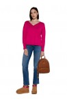 LIU JO SWEATER CON CUELLO EN V MAGENTA