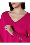 LIU JO SWEATER CON CUELLO EN V MAGENTA