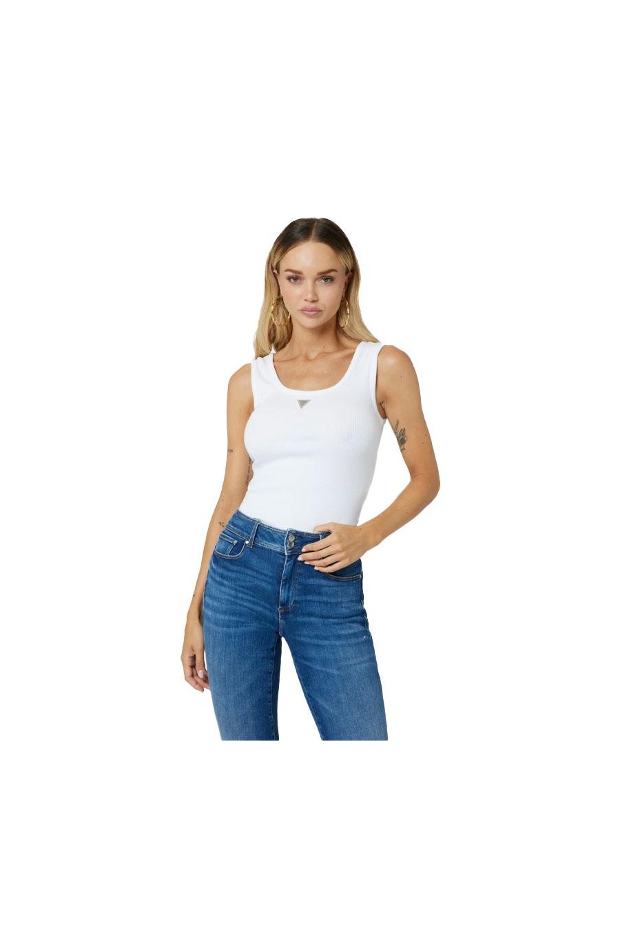 GUESS RIBBED TOP BLANCO