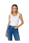 GUESS RIBBED TOP BLANCO