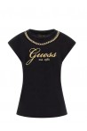 GUESS CAMISETA GUESS CRYSTAL LOGO NEGRO