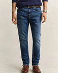 GANT SLIM GANT JEANS MID BLUE BROKEN IN - ROPA