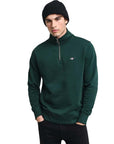 GANT REG SHIELD HALF ZIP SWEAT TARTAN GREEN