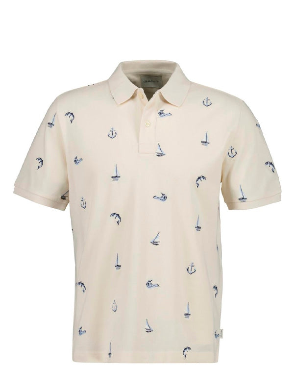 GANT EMBROIDERED SS POLO CREAMED WHITE