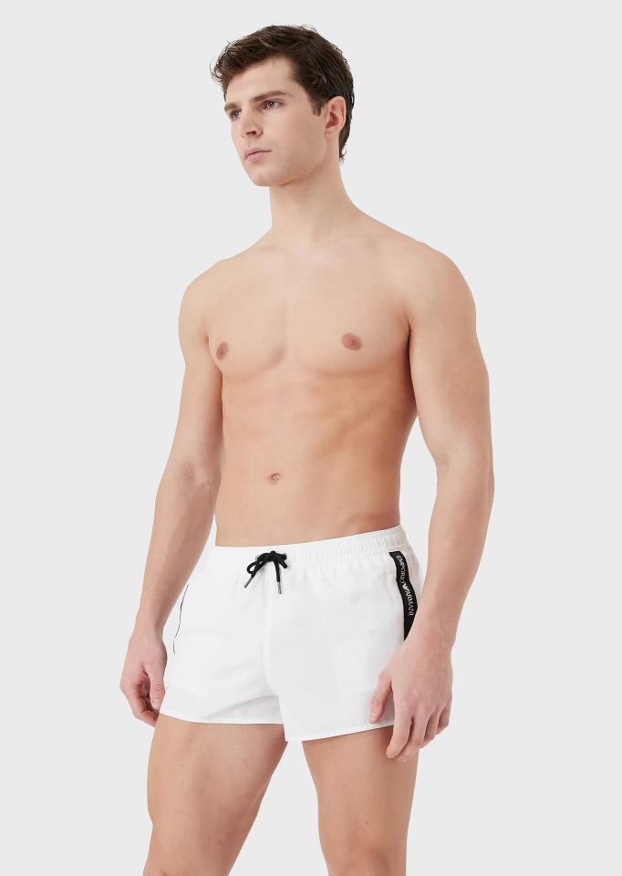 EMPORIO ARMANI BAÑADOR BLANCO LOGO LATERALES