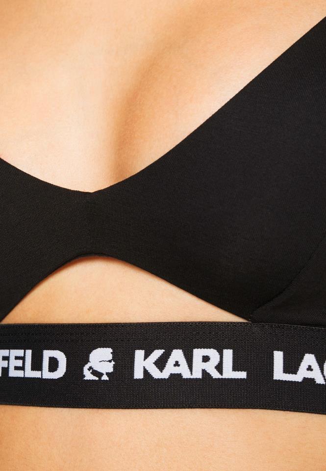 KARL LAGERFELD PEEPHOLE LOGO BRA BLACK