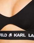 KARL LAGERFELD PEEPHOLE LOGO BRA BLACK