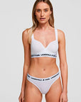 KARL LAGERFELD PADDED LOGO BRA WHITE