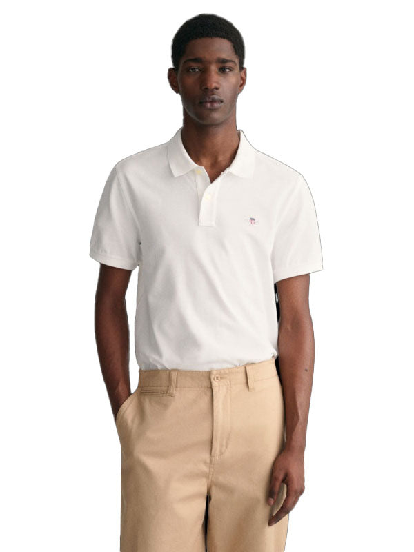 GANT REG SHIELD SS PIQUE POLO WHITE