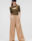 KARL LAGERFELD WIDE LEG LINEN PANTS CHINCHILLA