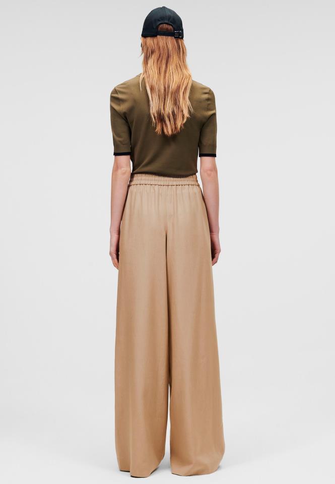 KARL LAGERFELD WIDE LEG LINEN PANTS CHINCHILLA