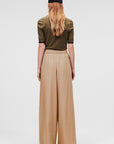 KARL LAGERFELD WIDE LEG LINEN PANTS CHINCHILLA