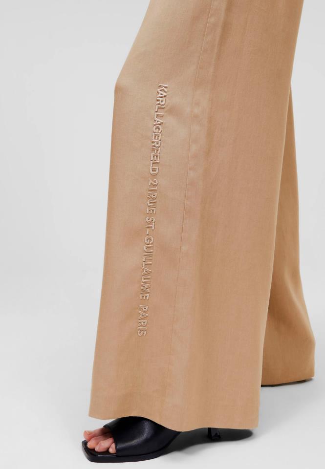 KARL LAGERFELD WIDE LEG LINEN PANTS CHINCHILLA