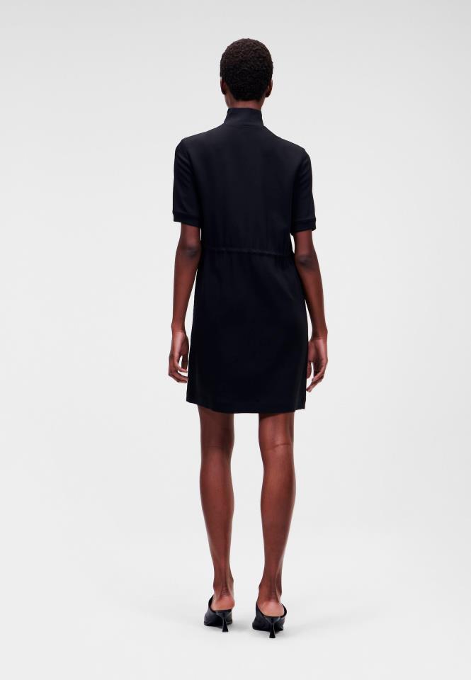 KARL LAGERFELD CADY DRESS W/ DRAWCORD WAIST BLACK