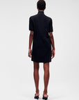 KARL LAGERFELD CADY DRESS W/ DRAWCORD WAIST BLACK