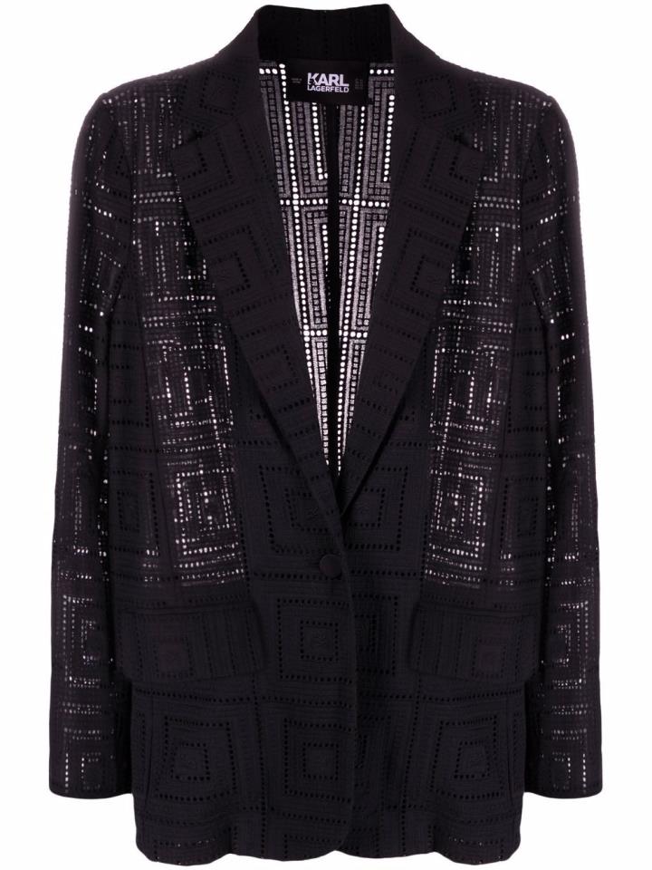 KARL LAGERFELD KL BRODERIE ANGLAISE BLAZER BLACK