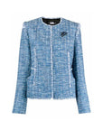 KARL LAGERFELD BOUCLE JACKET W/FRINGES BLUE MIX