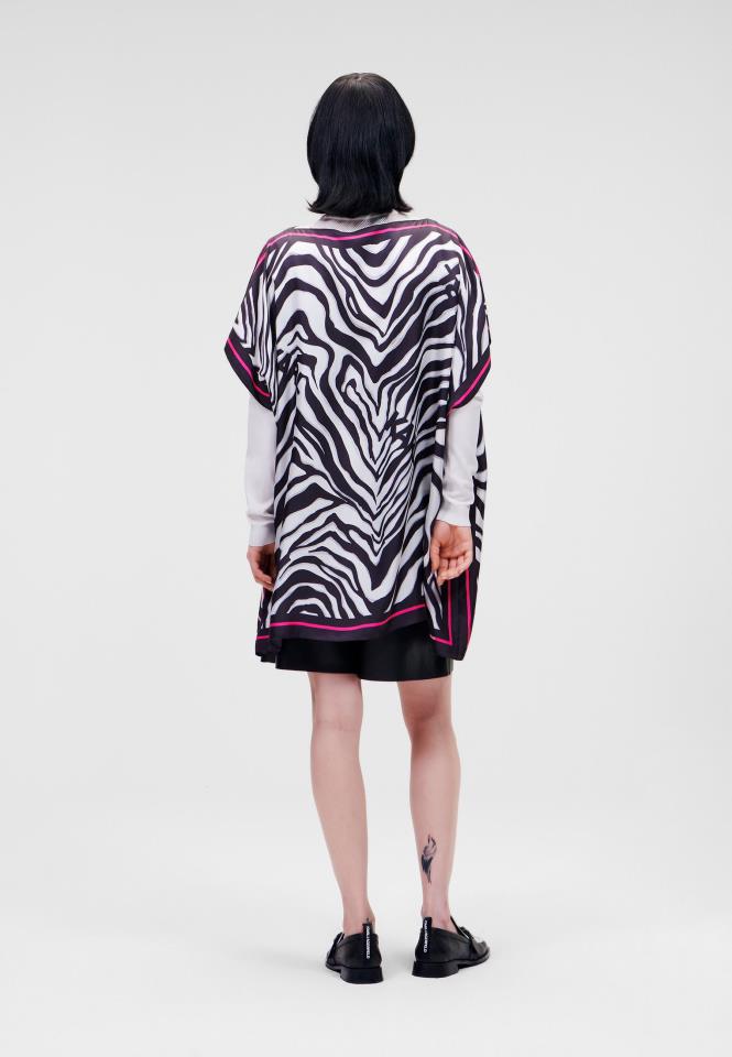 KARL LAGERFELD ZEBRA SILK SCARF TUNIC