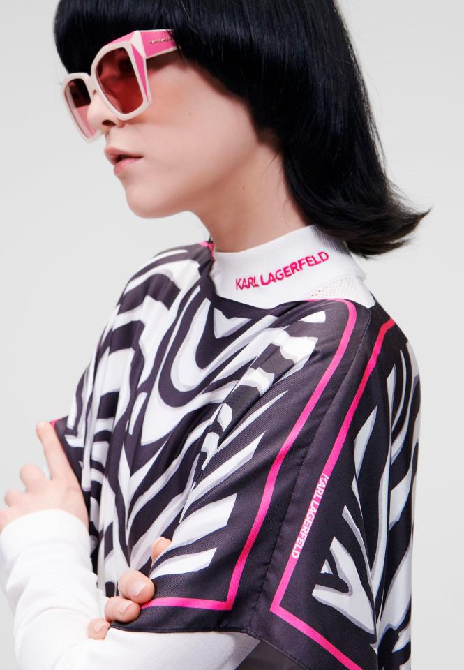 KARL LAGERFELD ZEBRA SILK SCARF TUNIC