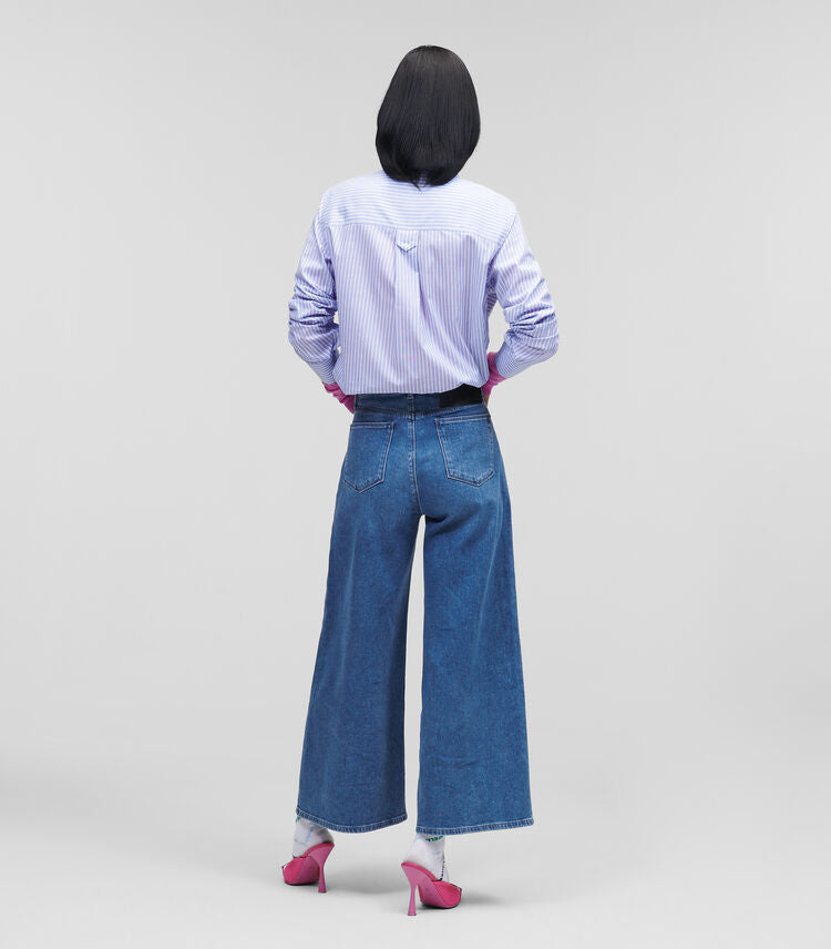 KARL LAGERFELD DENIM CULOTTES W/LOGO BLUE