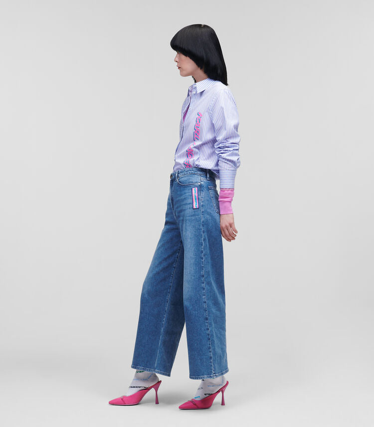 KARL LAGERFELD DENIM CULOTTES W/LOGO BLUE